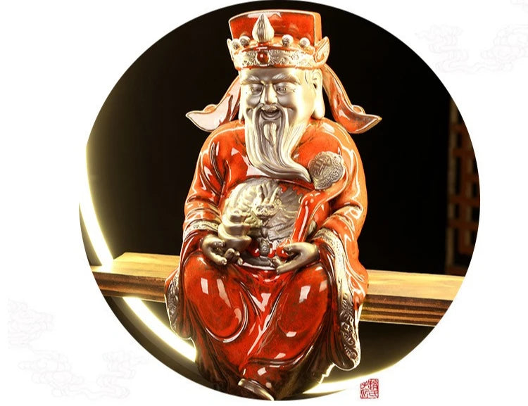 New Chinese Style Zen Ornaments for Entrance Living Room Office God of Wealth Buddha Statue Reflux Incense Decoration