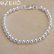 925 Sterling Silver Bracelets for Women, Charm Chain, 6mm Beads, Fashion Jewelry, Lady, Wedding, Factory Price 