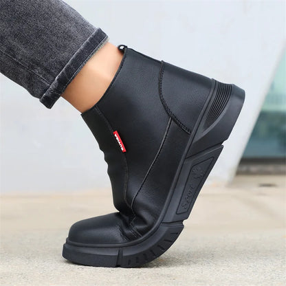 Latest 2023 Waterproof Men Leather Boots Steel Toe Cap Safety Work Shoes Anti Smashing Indestructible Construction Welding Boots