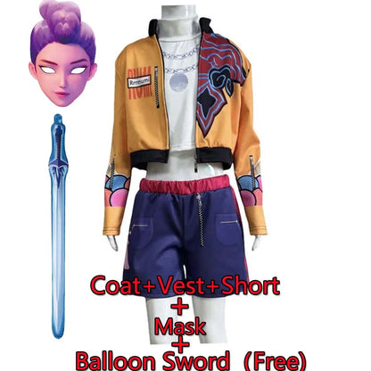 Rumi Costume Kids KPop Demon Hunter Cosplay Stage Performance Clothing Halloween Carnival Party Suit Wig Mask Balloon Sword Free