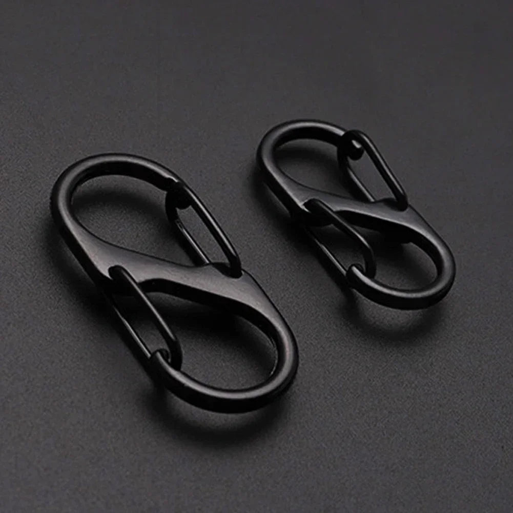 10Pcs S Type Mini Keychain Hook Stainless Steel Carabiner With Lock Anti-Theft Outdoor Camping Backpack Buckle Key-Lock Tool
