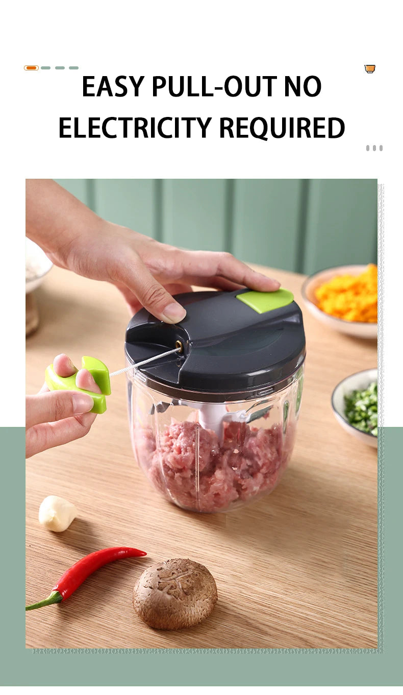 500/900ML Manual Food Processor Vegetable Chopper Hand Crank Garlic Mincer Portable Onion Cutter Fruits Herb Kitchen Accessories