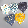 5pcs Baby Bibs Waterproof Pure Cotton Bilayer Saliva Towel Triangle Scarf Newborn Boys Girls Absorbent Cloth Bib Saliva Scarf