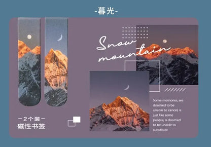 2pcs Forest Landscape Magnetic Bookmark For Pages Books Readers