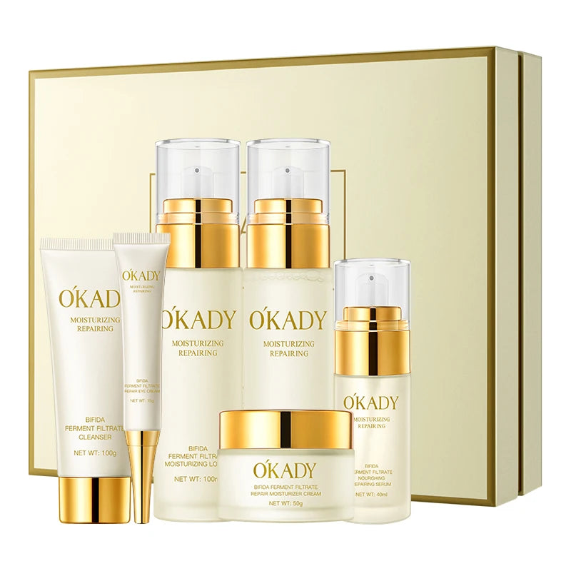 OKADY Vendas Quentes Baixo Desconto Bifida Fermento Lysate Hidratante Anti-Envelhecimento Loção Toner Creme Conjunto de Cuidados com a Pele Orgânica