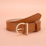 Women's Fashion Pin Buckle Thin Belt Genuine Luxury Soft Belt for Women with Cargo Pants Jeans Windproof PU Leather Belt