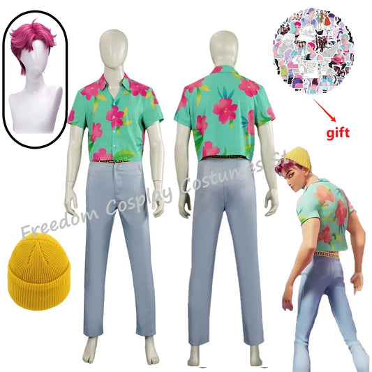 IN STOCK Saja Boys Abby Cosplay T Shirt pants Hat Wig Saja Boys Roleplay Outfits Halloween Carnival Suit