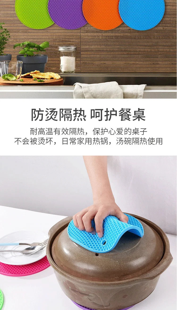 xgnvpy Silicone Mat Coaster Food Grade Non-slip Placemat Table Protection Kitchen Accessory Gadget Round Cup Mat