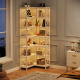 Tribesigns 7-Shelf Corner Bookshelf,Large Modern Corner Bookcase, 7-Tier Tall Corner Shelf Storage Display Rack with Metal Frame