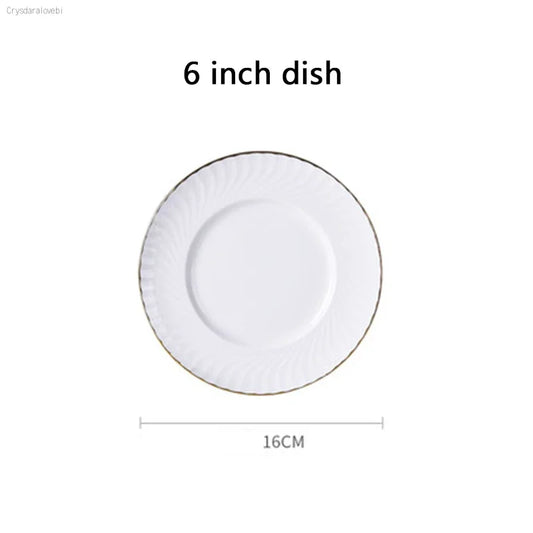 1pc Dish and Plates Bone China Dinner Set China Health Tableware White Ceramic Fruit Tray Soup Plate Bowl Dish Gift Porcelain