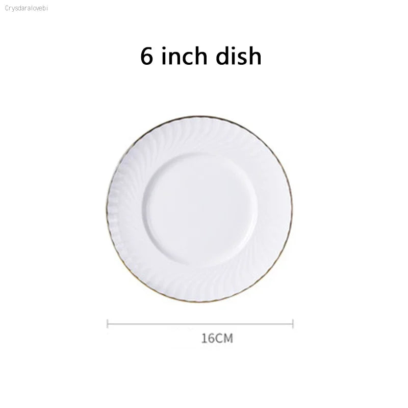 1pc Dish And Plates Bone china Dinner Set China Health Tableware White Ceramic Fruit tray  Soup plate Bowl Dish Gift Porcelain