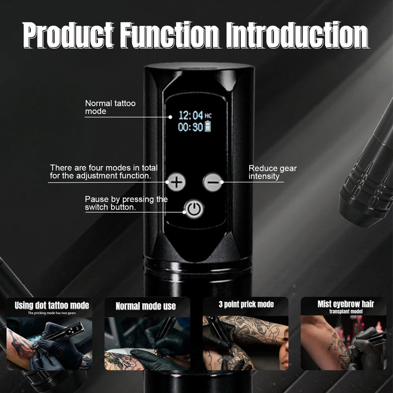 Wireless tattoo pen tattoo machine Motor Stroke 4mm LED 4 gears adjustable Suitable for novice tattoo artists tattoo supplies