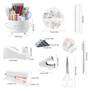 Desktop Office Stationery Set with Stapler Tape Dispenser Scissors Staple Remover for Home School Supplies