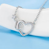 GaaBou-925 Sterling Silver Interlocking Colares para Mulheres, Coração De Zircão, Jóias De Qualidade De Luxo, Presente Feminino