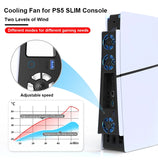 Gaming Cooler Fan Efficient Cooling System with LED Light Noise Reduction for PS5 Slim Cooling Fan Disc and Digital Console