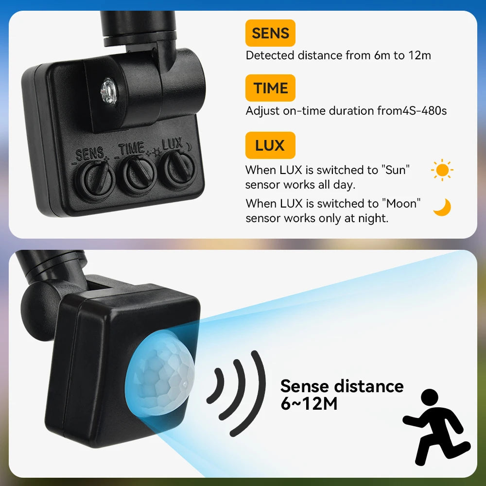 Holofote led com sensor de movimento pir, luz de parede externa, luz branca, 100w 50w 30w 20w 10w ip66, à prova d'água, holofote led para jardim