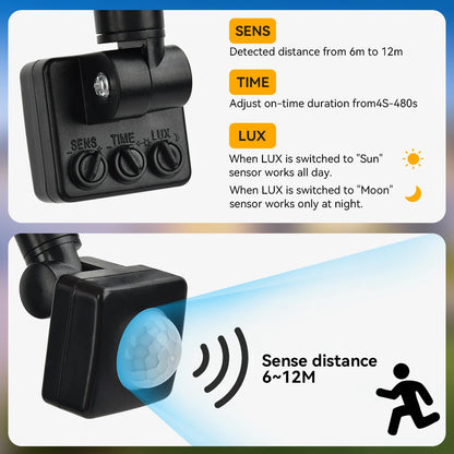 Holofote led com sensor de movimento pir, luz de parede externa, luz branca, 100w 50w 30w 20w 10w ip66, à prova d'água, holofote led para jardim