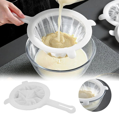 Filtro de cocina de malla 200, colador de malla fina, colador de nailon, cuchara de plástico para leche de soja, jugo, yogur, colador de alimentos, utensilios de cocina