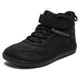 HOBIBEAR Kids Mid-Barefoot Shoes Big/Kid Wide Toe Box Zero Drop Artificial Leather Hook-Loop Outdoor Boots