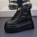 High Top Fashion Sneakers White Chunky Platform Wedge Shoes 12cm 14cm Height Increased Woman Sports Casual Shoe Tennis Female