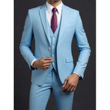 Men's Fashionable Gentleman Business British Style Solid Color Banquet Host Casual Wedding Suit (Blazer + Vest + Trousers)