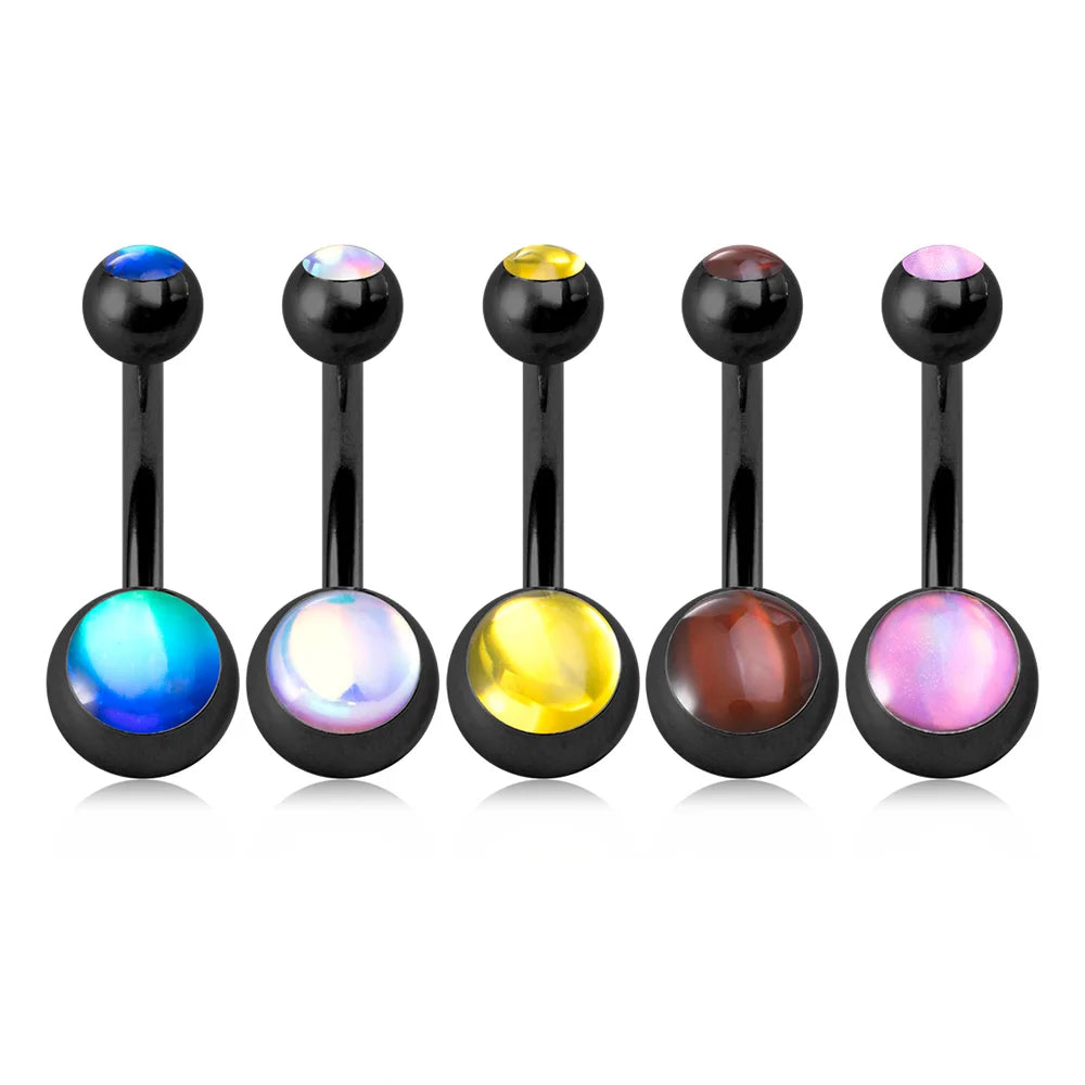 5Pcs 14G Navel Piercing Jewelry Set Sexy Colorful Acrylic Belly Piercing for Women 316L Surgical Steel Bar Belly Button Rings
