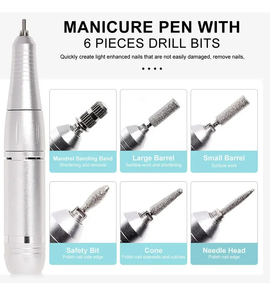 2024 Original 45000RPM Rechargeable Nail Drill Machine with LCD Low Noise Professional Nail Polish Sander Nails Accessories Set