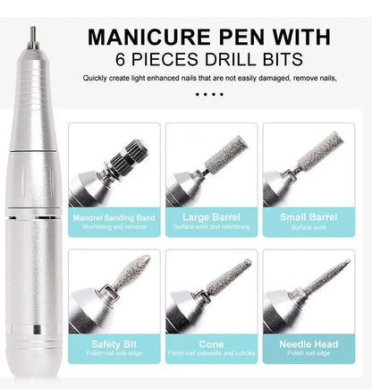 2024 Original 45000RPM Rechargeable Nail Drill Machine with LCD Low Noise Professional Nail Polish Sander Nails Accessories Set