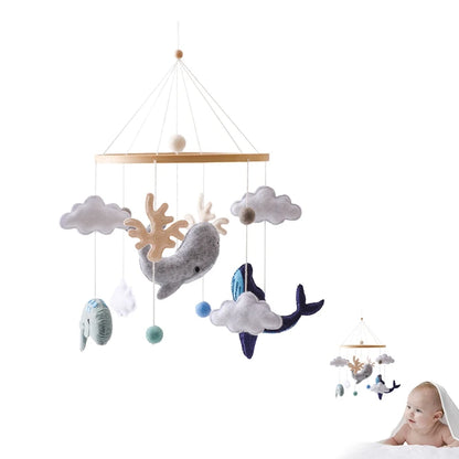 Baby Crib Mobile Rattle Toy Wooden Bed Bell Mobile Hanging Teddy Velvet Bear Doll Toy Newborn Music Box Crib Mobile Bracket Gift