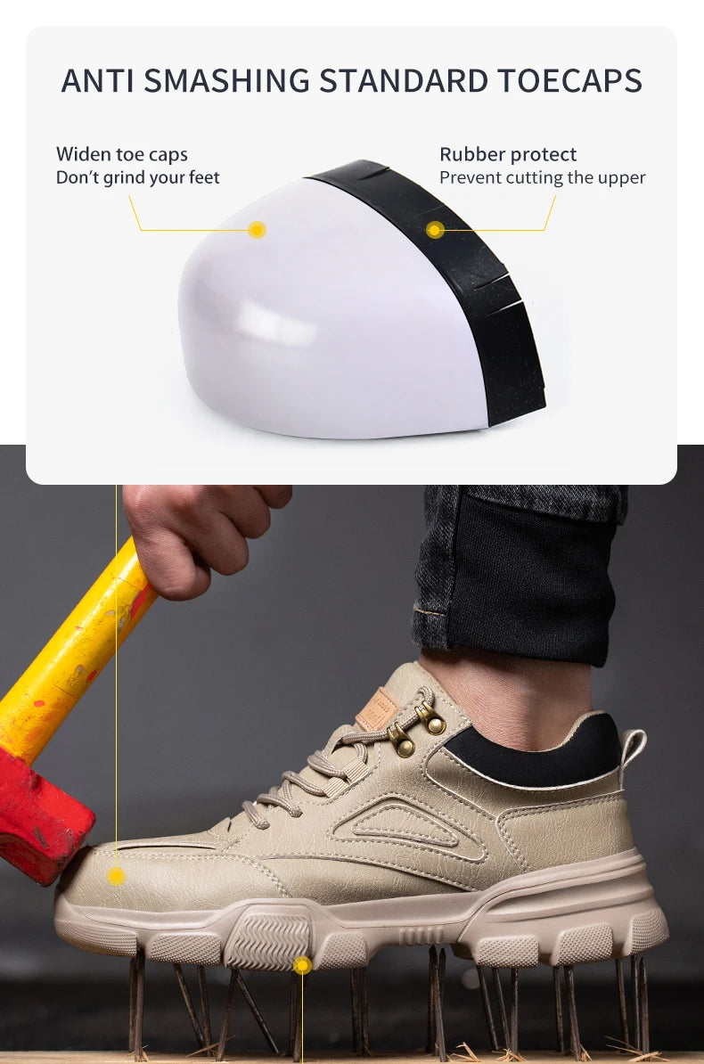 Safety Shoes Men Steel Toe Work Shoes Anti-smash Anti-puncture Indestructible Shoes Protective Boots Tactical Boots