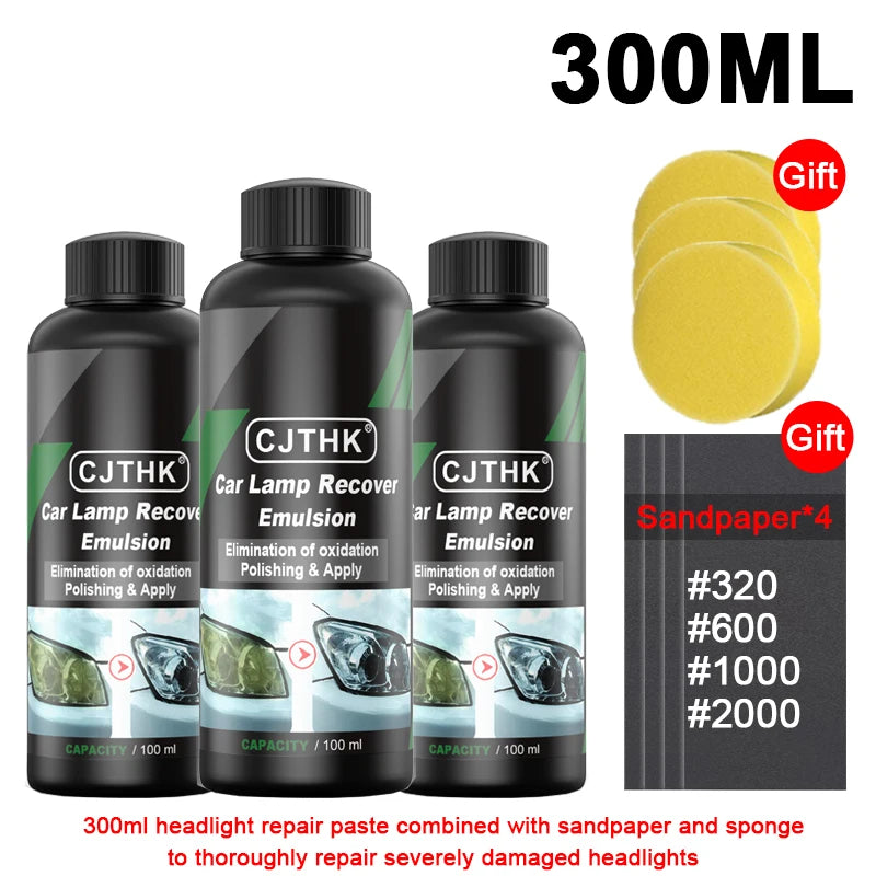 Kits de polimento para restauração de farol de carro, removedor de arranhões, pasta de limpeza para reparo, remoção de oxidação, líquido polonês