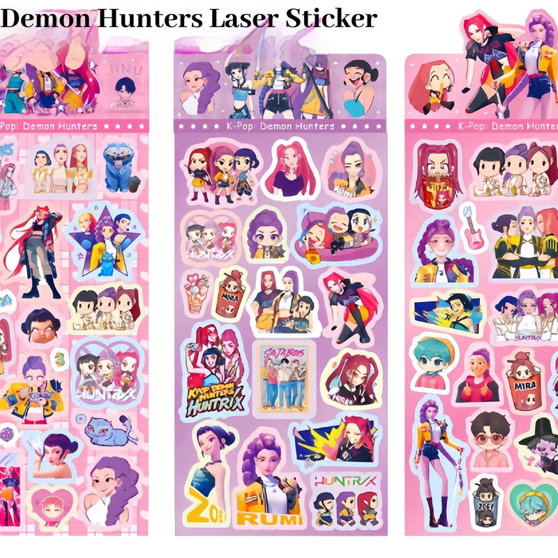 KPOP Demon Hunters Guka Devil Men's Group Anime Laser Cut Sticker for Office Stationery And School Supplies Decoration