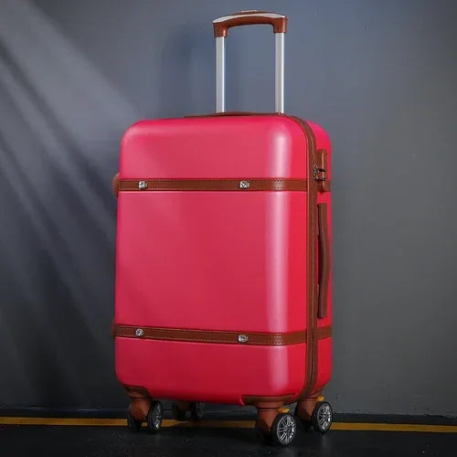 Rolling Luggage Set Women's Fashion Combination Lock Travel Suitcase Set Universal Cosmetic Bag Retro 2-Piece Trolley Luggage Set