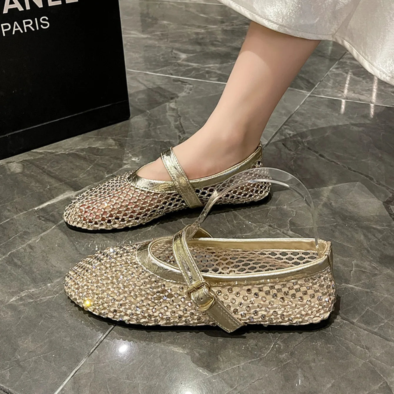Women Mesh Ballet Flats Sandals New Flats Comfortable Round Toe Shoes Women Ballerina Trend Breathable Casual Walking Sandals
