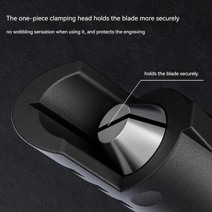 Cuchillo para trinchar con mango de aluminio en forma de bolígrafo, incluye 5 hojas con diseño de herradura que puedes reemplazar tú mismo.