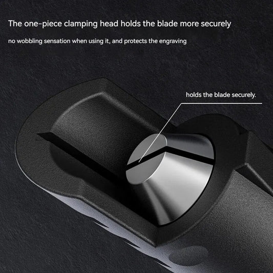 Cuchillo para trinchar con mango de aluminio en forma de bolígrafo, incluye 5 hojas con diseño de herradura que puedes reemplazar tú mismo.