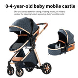 Cochecito de bebé ligero 3 en 1, sistema de viaje de lujo con asiento ajustable, capota y mosquitera para recién nacidos.