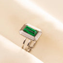 1pc Green Turquoise Ring Hippie Stainless Steel Silver Color Charm Opening Adjustable Ring Women Chunky Bohemian Party Jewelry