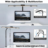 Home Office LED Desk Lamp Double Head Stepless Dimming Eye-Caring Reading Lights 3 Color Mode Flexible Adjustable PC Table Lamps
