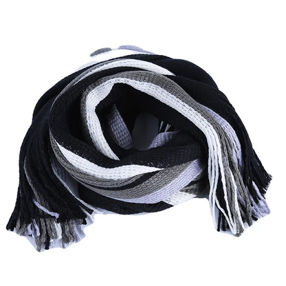 Bufandas clásicas de rayas para exteriores para hombre, bufanda de cachemira suave de punto a rayas, calentador de cuello con borlas largas, bufanda de invierno para hombre