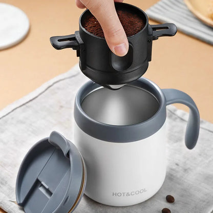 Filtro de café portátil de acero inoxidable 304, soporte para café y té, taza reutilizable, juego de taza de té con gotero, cafetera, utensilios de café