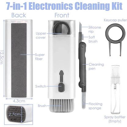 Kits de Limpeza 7-em 1 para Teclado e Fones de Ouvido, Limpador de Caneta, Laptop, Limpeza de Tela, Fones de Ouvido Bluetooth