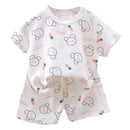 1-10 Years Soft Kids 2-Piece Set Breathable Short Sleeve Shorts for Playtime Toddler Outfit Clothes for Playground and School