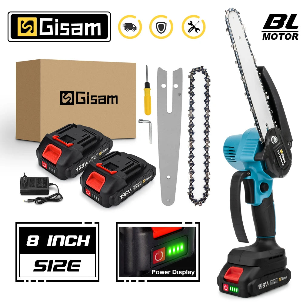 Gisam Brushless 8 Inch Electric Saw Electric Chainsaw One-handed Woodworking Garden Tool Pruning Saw For Makita 18V Battery