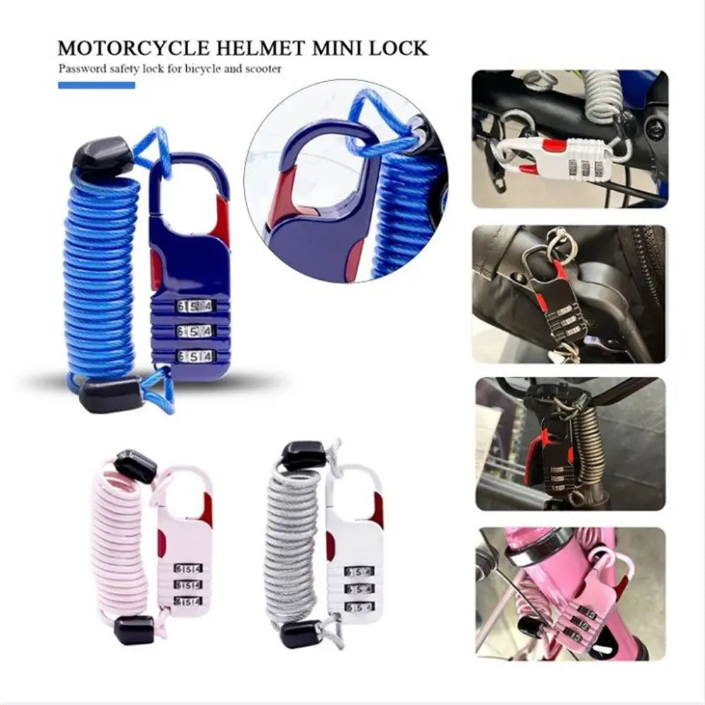 Universal 3-Digit Combination Password Cable Lock Bicycle Accessories Bicycle Lock Cable Lock Security Lock Helmet Lock