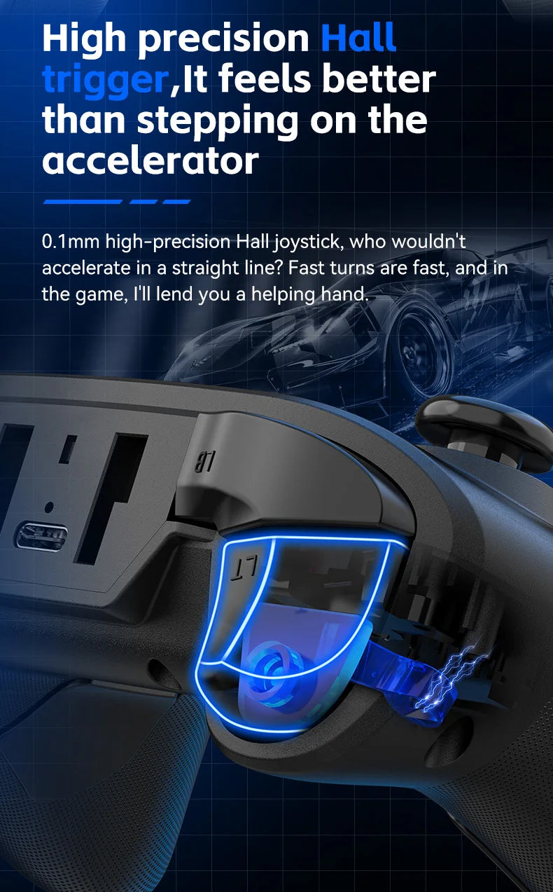 G6 wireless mobile game controller with Hall trigger and Hall joystick supporting Switch/PC/Android/iOS