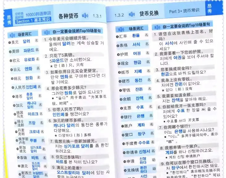 Pocket Book for Memorizing 10000 Korean Words Self Learning Korean Vocabulary Reference Book Learn Spoken Language Livro Art