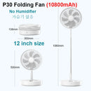 P30 Rechargeable Standing Fan 12 Inch 10800mAh Electric Folding Fan for Desktop Floor Wireless Portable Fans for Home Camping