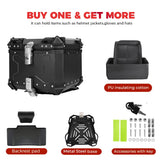 KEMIMOTO 45L/55L/65L Motorcycle Aluminum Case Tail Box Trunk with backrest Universal Top Tail Rear Luggage Tool Storage Box