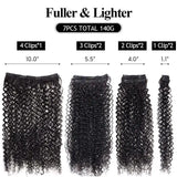 Kit extensões de cabelo cacheado Jerry Curly 65cm clip in 7 peças sintéticas para cabeça completa